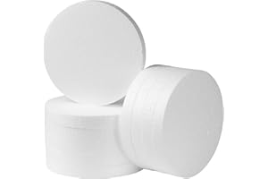 FFchuanhe 6 Inch 10-Pack Foam Circles for Crafts (1" Thick), Polystyrene Round Foam Disc for DIY Projects, Cakes and Decorations, Sculpture, Modeling, Arts and Crafts Supplies.(White)