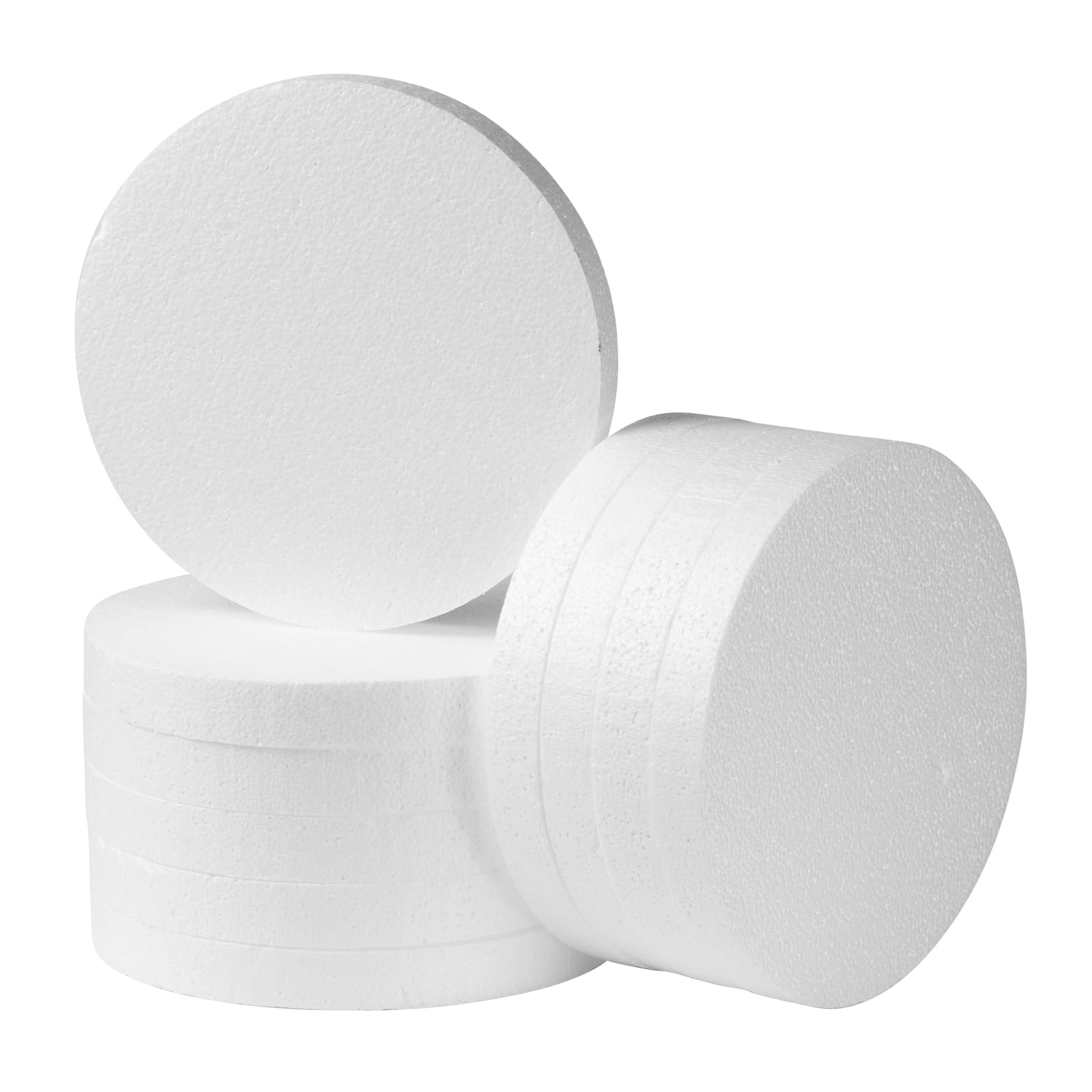 Photo 1 of FFchuanhe 6 Inch 10-Pack Foam Circles for Crafts (1" Thick), Polystyrene Round Foam Disc for DIY Projects, Cakes and Decorations, Sculpture, Modeling, Arts and Crafts Supplies.(White)