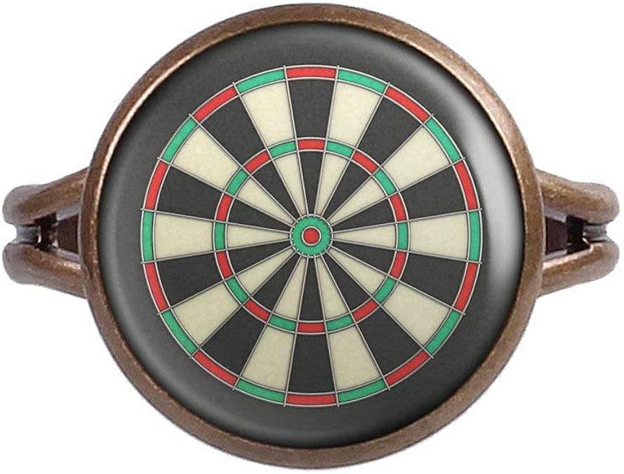 Mylery Ring with Cabochon Picture Darts Dart Board Bullseye Bronze 0.55