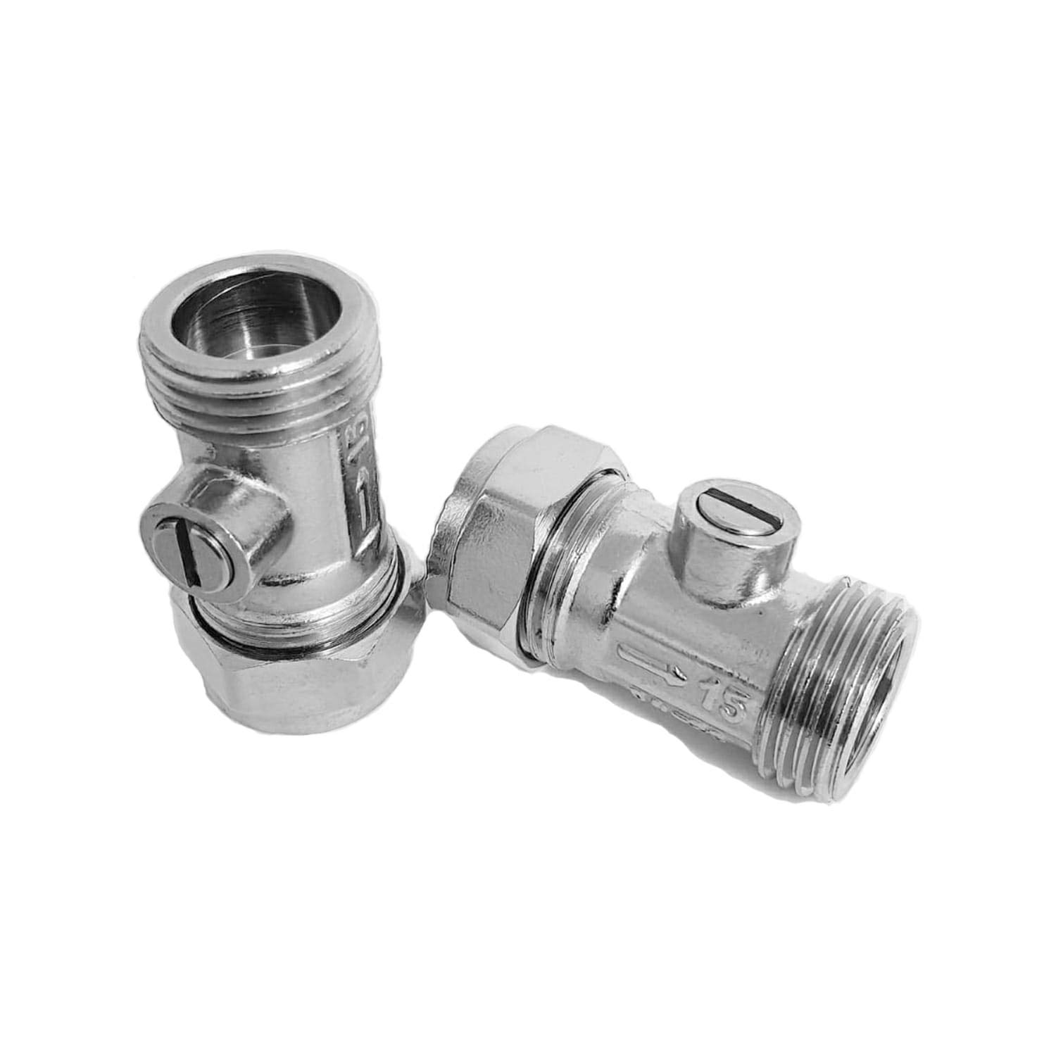 Pipestation 15mm Isolation Valve (2 Pack) - Isolation Valve 15mm x 1/2" - Bolofix Male Iron Flat Faced Isolator Valves for Tap Connector Flexi Pipes for Hot and Cold Water Systems - Easy Installation