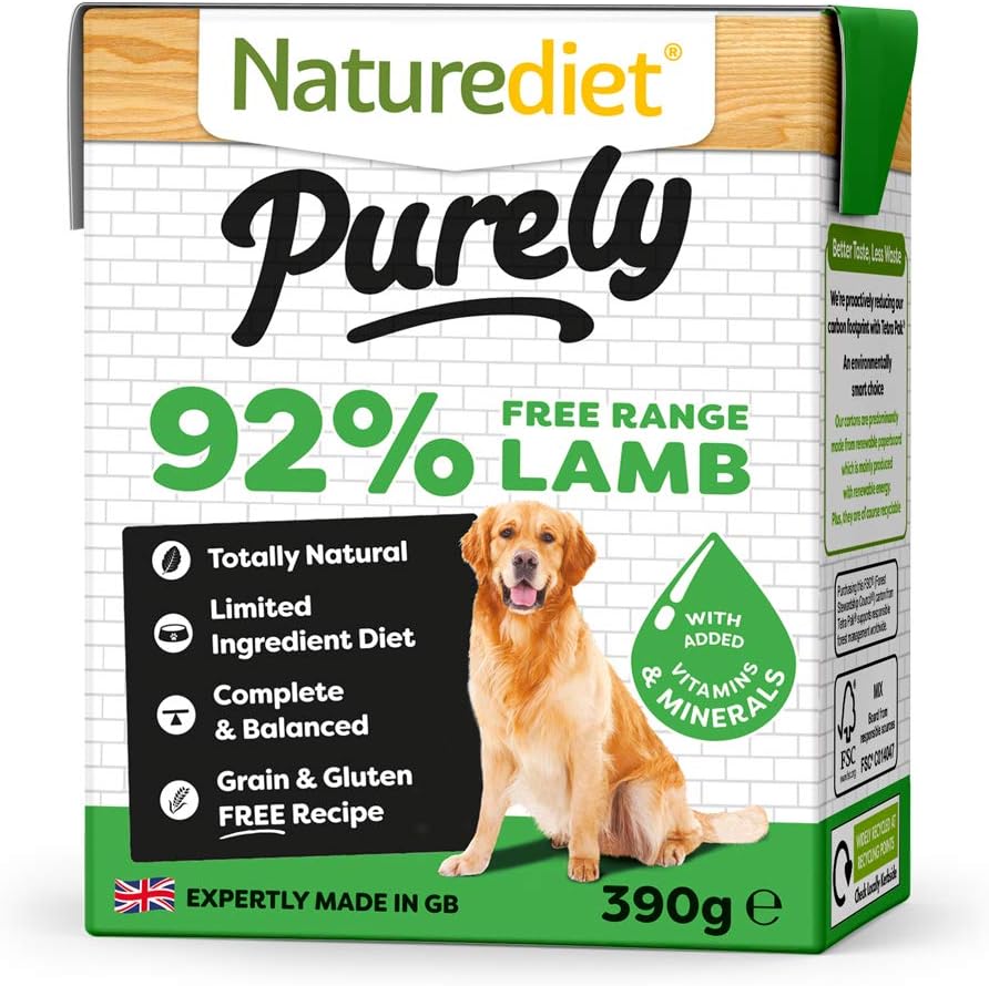 Naturediet - Purely, Complete Wet Food, Lamb, 390g (Pack of 18), 390 g (Pack of 18)
