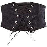 HinyBoeh Women's Wide-Corset-Belt Lace-Up Elastic-Waist - Vintage Tied Waspie Corset Belts for Dresses(for waist 26-30'')