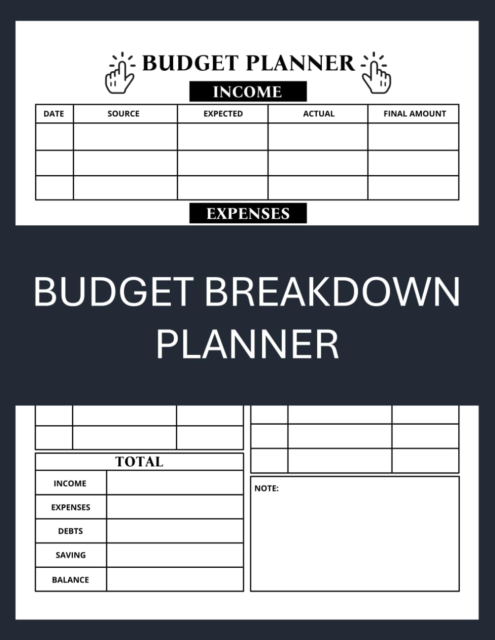 Budget Breakdown Planner: Undated Paycheck Planner for Income and Expenses Tracker With Spending, Debts and Savings Organizer