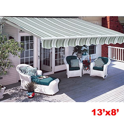 CO-Z Manual Patio Shade Retractable Deck Awning Sun Shade Shelter Canopy (13' x 8')