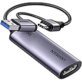 UGREEN 2K@30Hz Video Capture Card, HDMI to USB 3.0 A and USB C Capture Device, 4K@30Hz Input with Low Latency for Streaming G