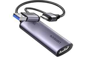 UGREEN 2K@30Hz Video Capture Card, HDMI to USB 3.0 A and USB C Capture Device, 4K@30Hz Input with Low Latency for Streaming G