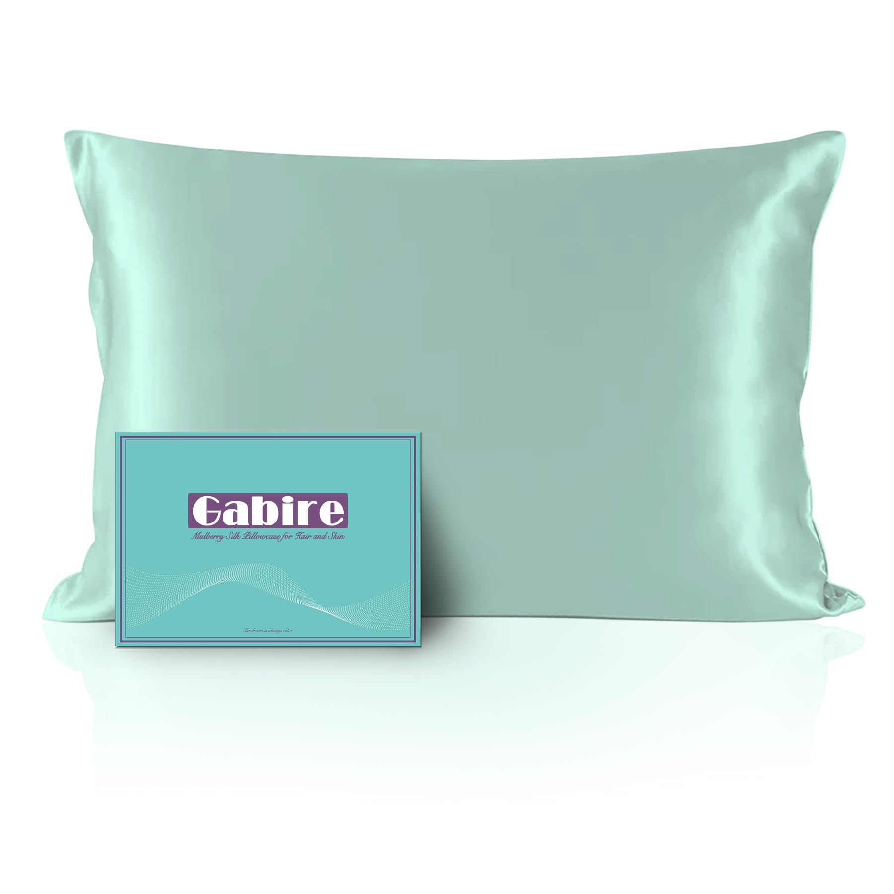 Gabire Mulberry Silk Pillowcase for Hair and Skin Prevent Acne Pillow Cases Both Sides Real Silk Pillowcases Organic Silk Pillowcase with Hidden Zipper, Sage Green, King (20"×36")