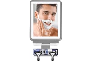 COSMIRROR Shower Mirror Fogless for Shaving with Squeegee to Keep Clean or Remove Foggy Mess, Fogless Mirror for Shower Two Mounting Solution, Dimmable Lighting (3 Color Setting)