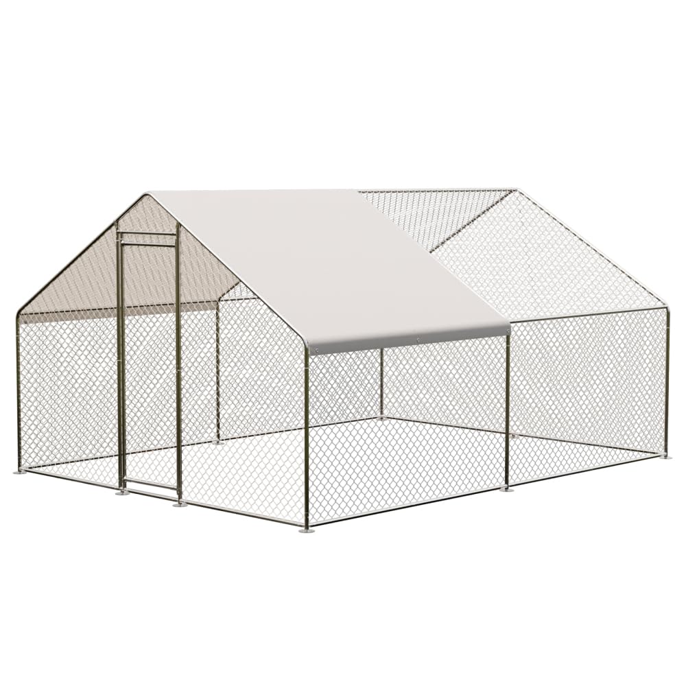 Photo 1 of VerisShade Large Metal Chicken Coop, Walk-in Poultry Cage, Large Outdoor Chicken Coop with Waterproof Cover for Outdoor Yard Farm Use (9.8x13.1x6.6FT)