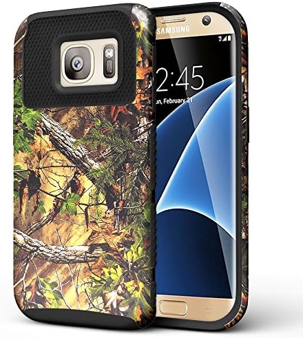 alaxy S7 Edge Case, CASEPLAY [Shock Absorption] [Impact Resistant] Thin Slim Fit [Drop Protection] Heavy Duty Design Hybrid Armor Bumper Case Cover for Samsung Galaxy S7 Edge (Real Tree Forest-Black)