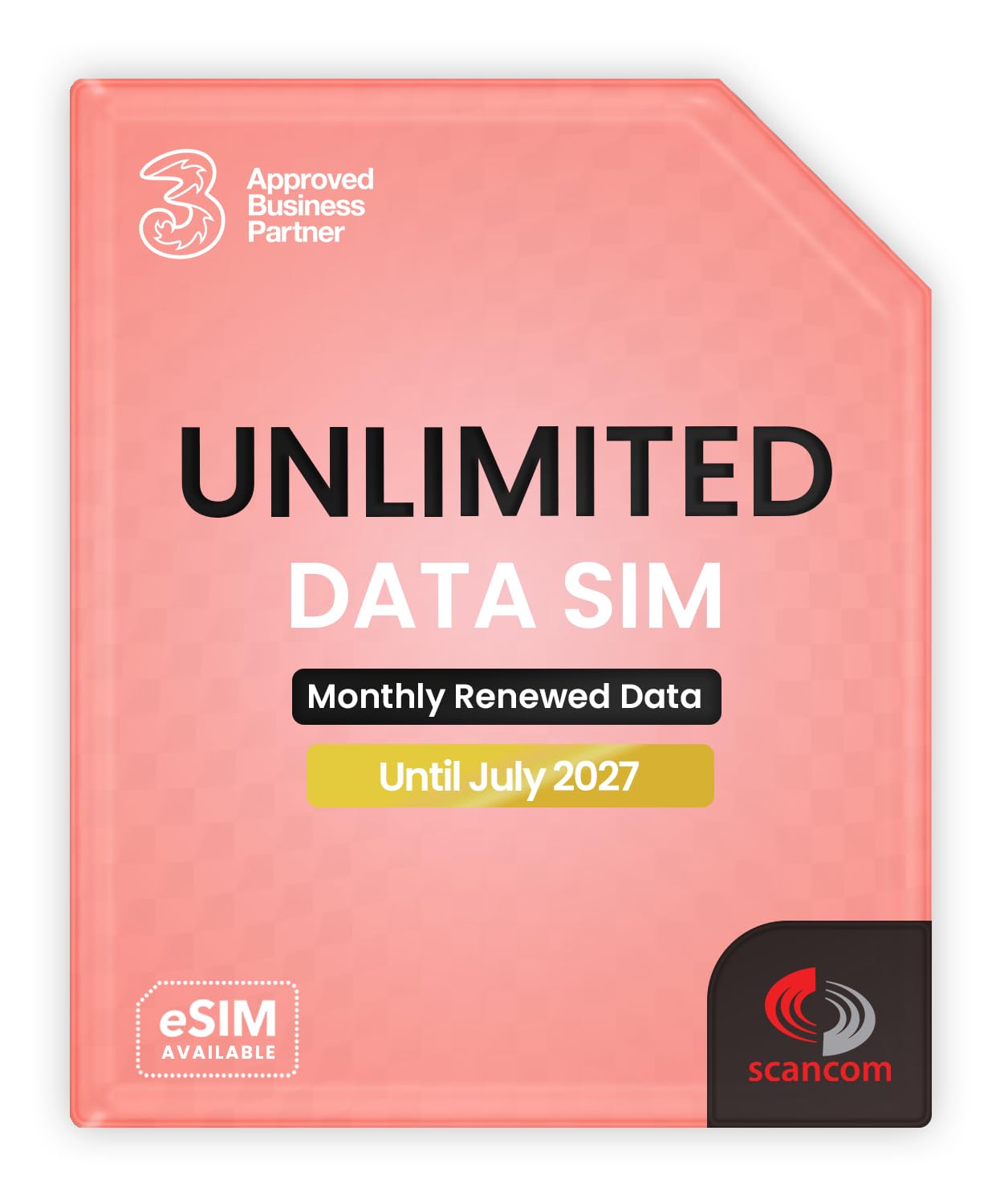 Three Unlimited Data SIM Card – for Portable WiFi, Routers & Phones – Preloaded Until July 2027 – Dual Network (Three & Vodafone) Stronger Coverage
