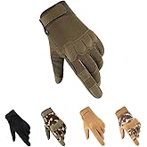 HYCOPROT Full Finger Gloves, Touch Screen Knuckle Protective Breathable Lightweight Outdoor Gloves for Shooting, Hunting, Motorcycling, Climbing