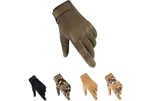 HYCOPROT Full Finger Gloves, Touch Screen Knuckle Protective Breathable Lightweight Outdoor Gloves for Shooting, Hunting, Motorcycling, Climbing