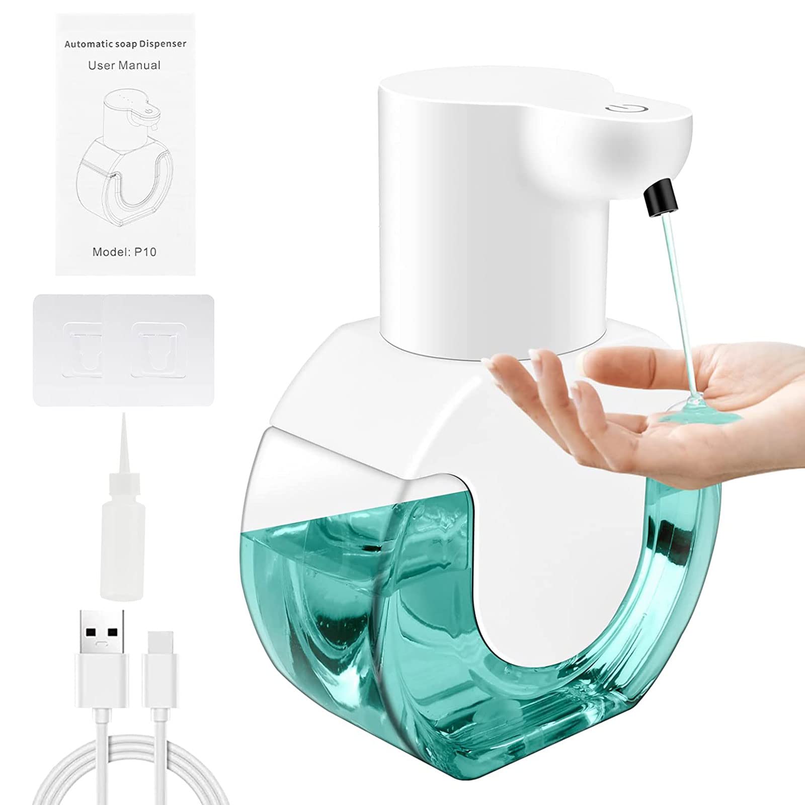 Automatic Soap Dispenser 420ml Electric Soap Dispenser, Touchless Hand Soap Dispenser Usb 4 Levels Asjustable Liquid Soap Dispenser, Hand Wash Dispenser For Kitchen Bathroom Hotel (Liquid) White