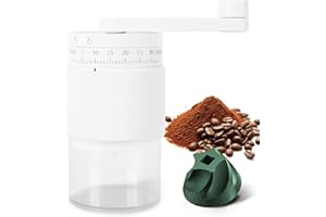 NANSPATH Manual Coffee Grinder - 95 Ceramic Burr, Adjustable Coarse to Fine, 30g Beans & 80ml Powder, Detachable Handle for Espresso, French Press, Camping (white)