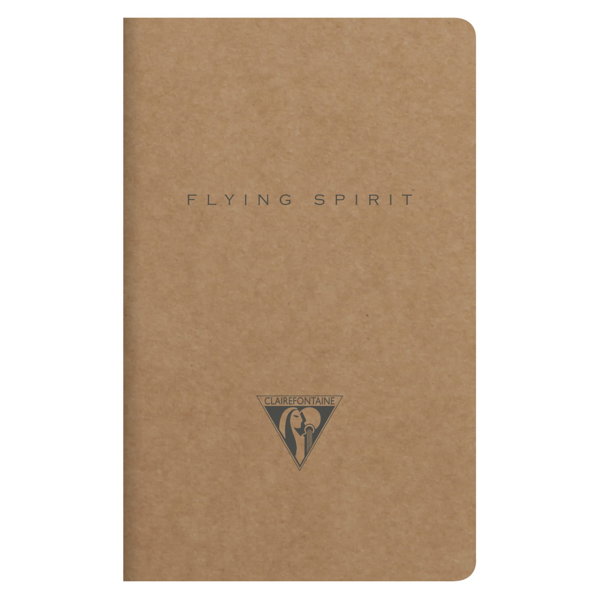 Clairefontaine 103586C - One Flying Spirit quilted notebook - 48 ivory pages - Size 7.5 x 12 cm - 90g ruled, brown colour kraft card cover, random pattern
