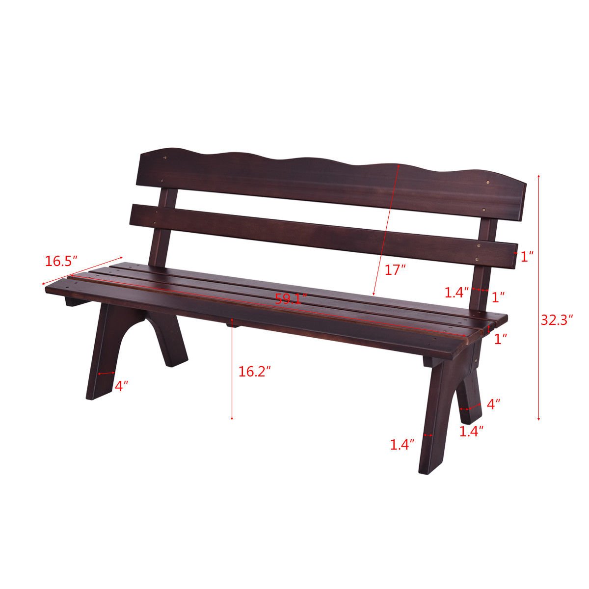 Patio Furniture Accessories Brown Giantex Wooden Garden Bench Chair Wood Frame Outdoor Yard Deck Furniture 5 Ft 3 Seats Patio