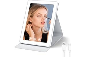 VENIGO Travel Makeup Mirror, Portable LED Lighted Makeup Mirror, Rechargeable 1800mAh Battery, 2 Light Settings, USB-Powered Travel Vanity Mirror