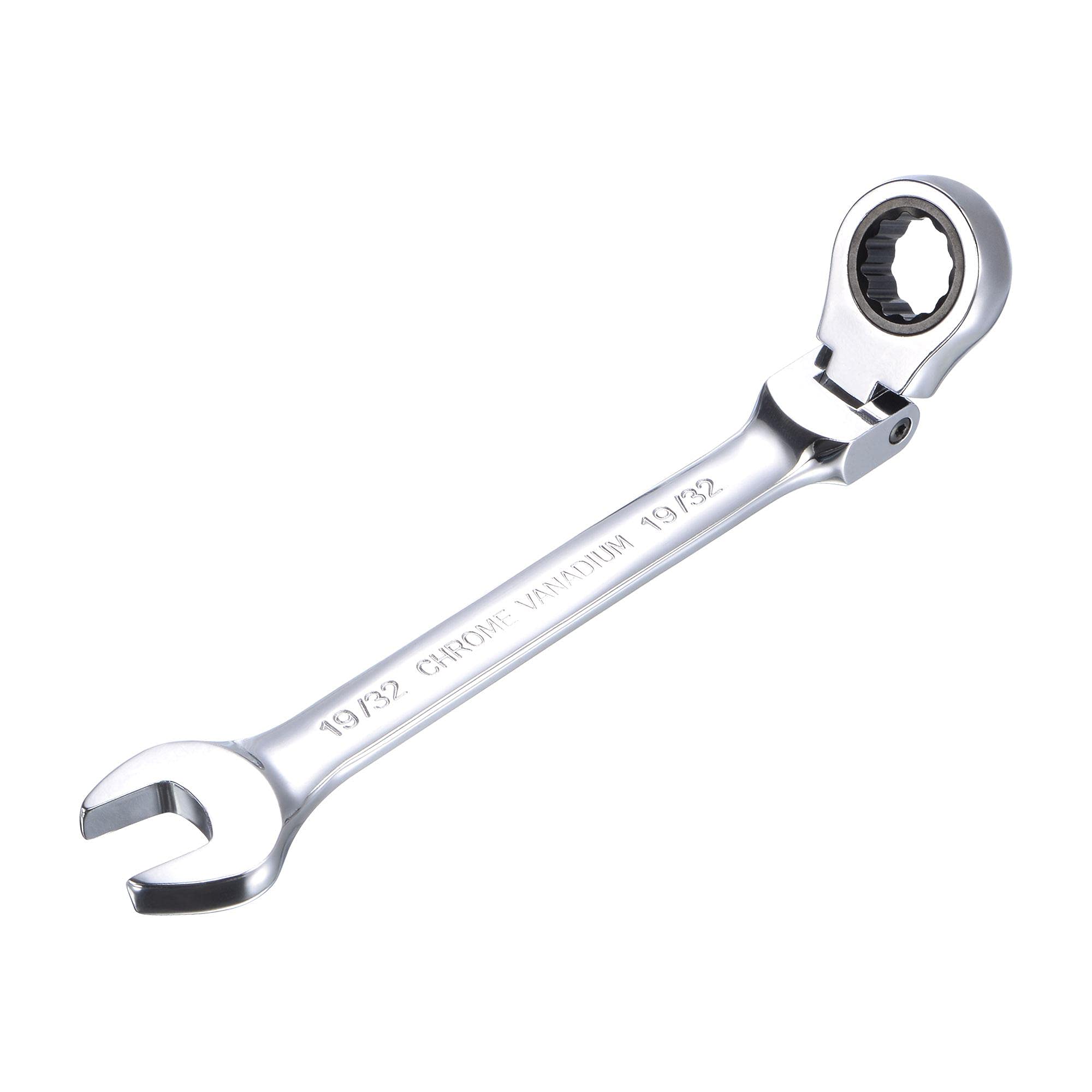 sourcing map 19/32 Inch Flex-Head Ratcheting Combination Wrench SAE 72 Teeth 12 Point Ratchet Box Ended Spanner Tools, Cr-V