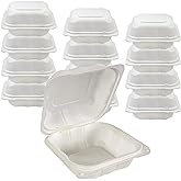 QNP Supplies 250 Pack Recyclable Square Hinged Take Out Food Containers - Microwavable To Go Containers - Snap Tight Dual Loc