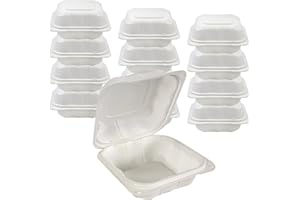 QNP Supplies 250 Pack Recyclable Square Hinged Take Out Food Containers - Microwavable To Go Containers - Snap Tight Dual Loc