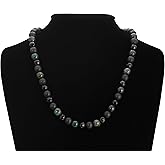 Gemstone Necklace Handmade One of a Kind Men's Woman's Unisex Black Agate, Zoisite Gemstones Art Jewelry Necklace