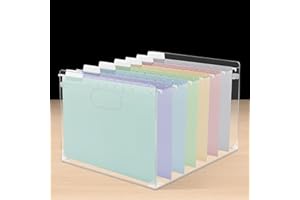 Clear Acrylic File Box for Letter/A4 Size Folders,14"x12"x10" Hanging File Organizer with Handles Portable Desktop File Holde