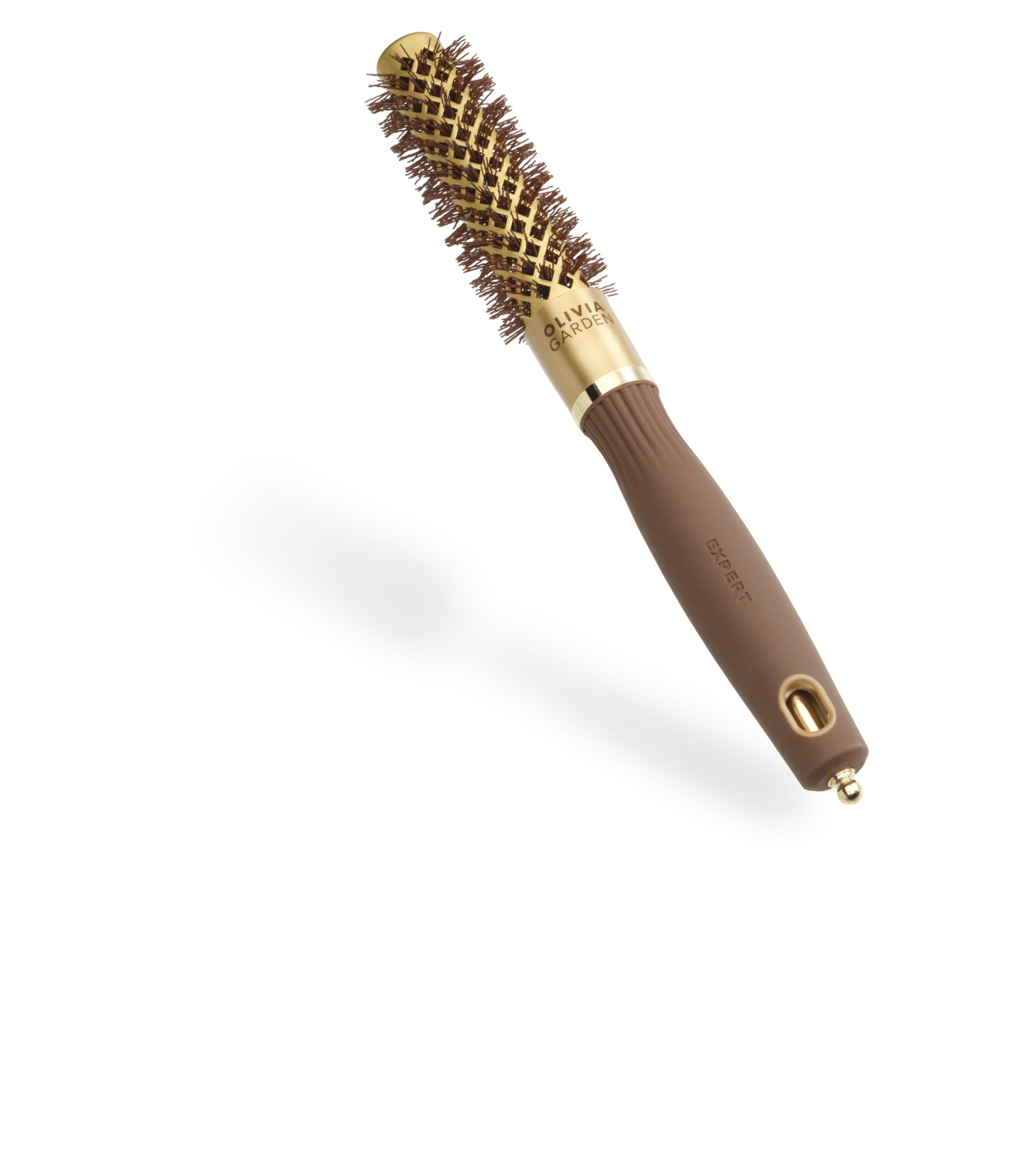 Olivia Garden Expert Blowout Shine – Gold & Brown - 20 - Ceramic Coated Round Brush for Smooth Blowout, Frizz-Free Hair & Radiant Shine