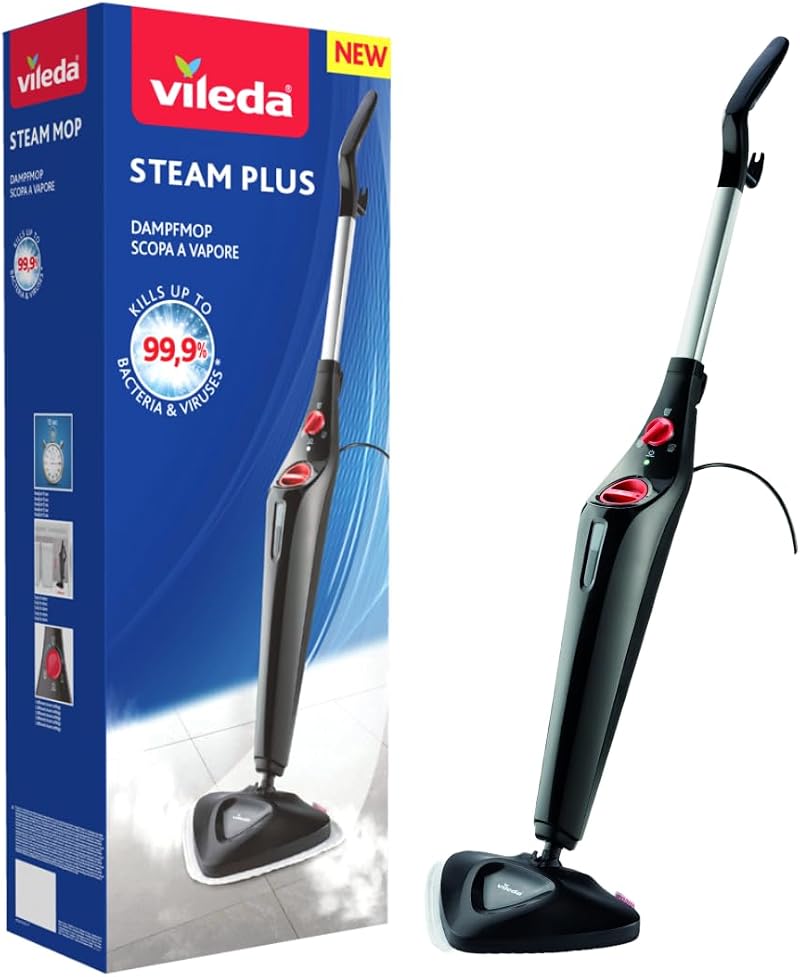 Vileda Steam Mop Plus Steam Cleaner for All Floors, 3 Settings, 400ml Tank