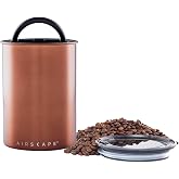 Planetary Design Airscape Stainless Steel Coffee Canister | Food Storage | Container | US Patented Inner Plunger Lid REMOVES Excess Oxygen | Don't Buy airtight, Buy AIR-Less | (Medium, Brushed Copper)