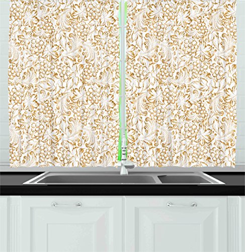 Ambesonne Kitchen Decor Collection Golden Grape Vine Classic