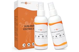 HTVRONT Sublimation Coating Spray - Upgrade Version 2x150ml for Cotton Shirts, Canvas, Pillow, Shirts, Carton; Quick Dry, High Gloss & Washable