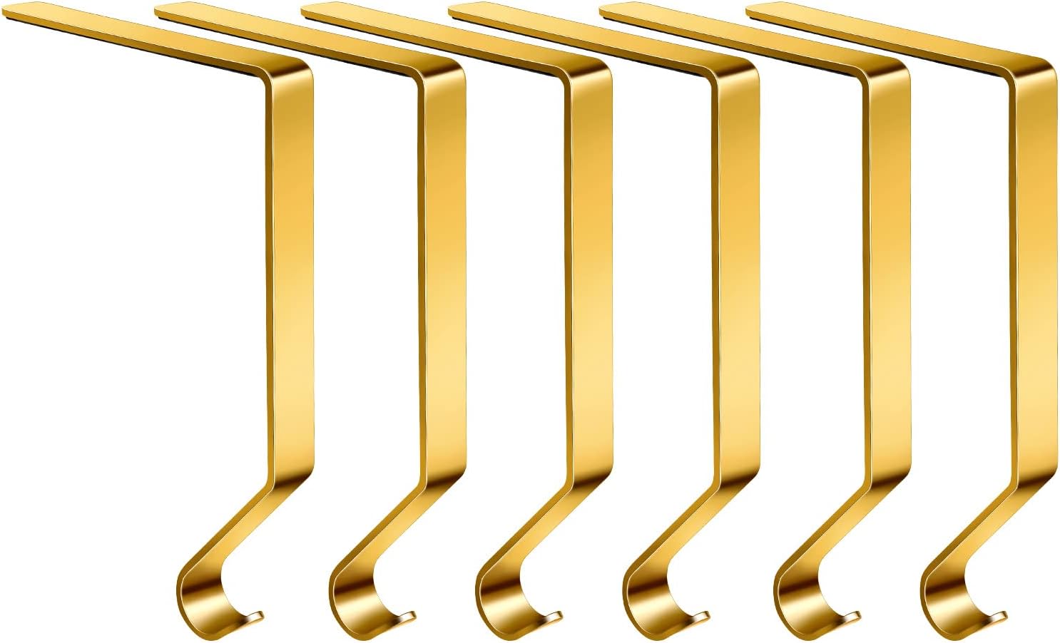Ornament Hooks - Christmas Stocking Holder Metal Stocking Hangers Christmas Ornament Hooks for Mantle Staircase Christmas Stockings (Golden, 6)