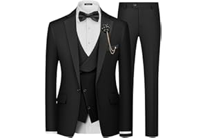 MAGE MALE Men's 3 Piece Suit One Button Slim Fit Formal Wedding Prom Tuxedo Suits Party Dinner Blazer Vest Pants Set
