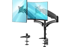 Dual Monitor Stand - Height Adjustable Gas Spring Monitor Desk Mount Fits 2 Computer Screens 15 to 27 Inch, Double Articulati