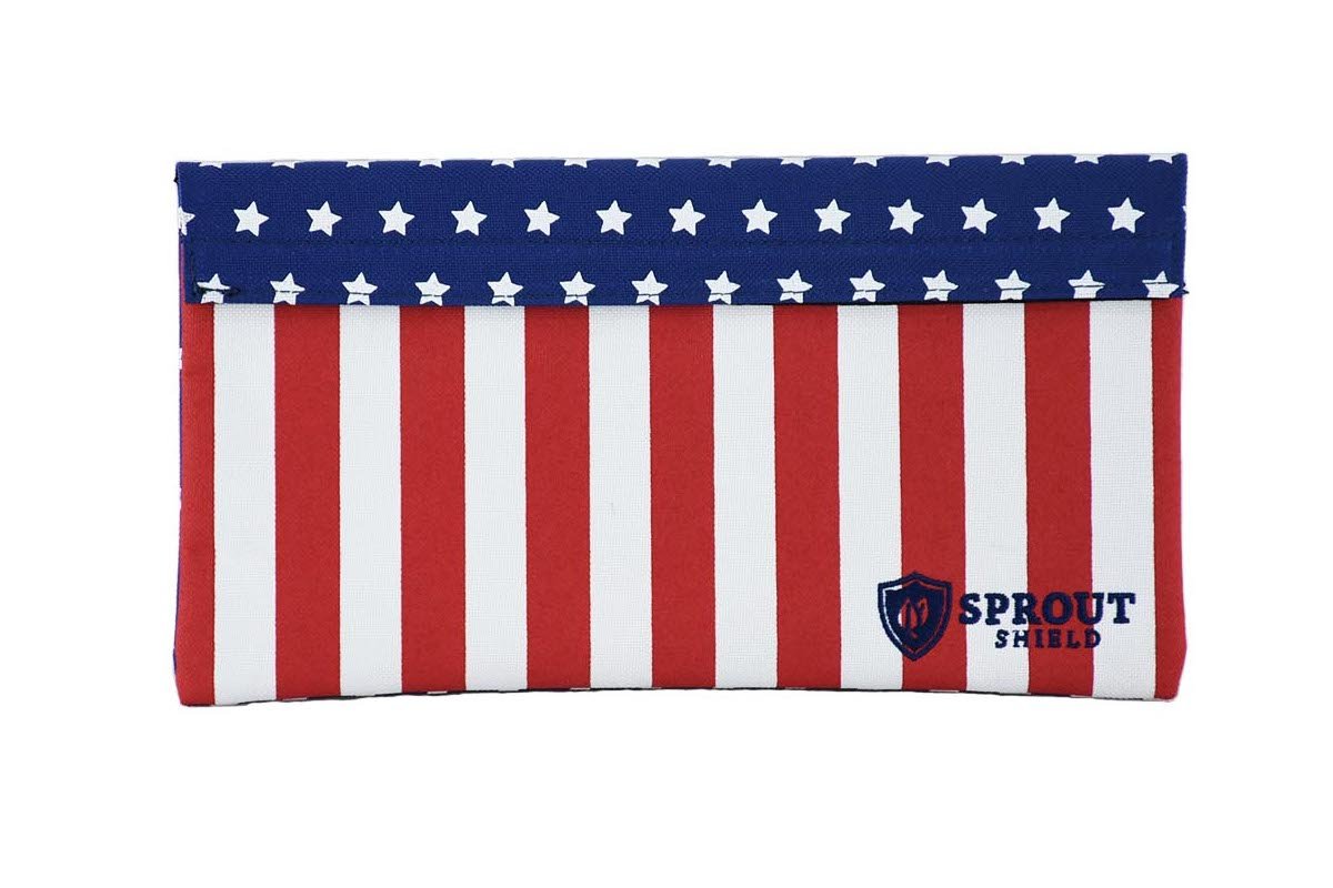 Smell Proof Bag Powered with Carbon Technology | By Sprout Shield | Keep Your Goods Certified Fresh! | Odor Proof & Stylish (10.5L 5.5W inches) (Red, White & Blue, 10.5L5.5W)