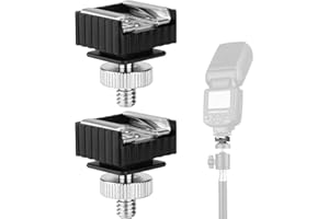 ANWENK 2Pack Flash Hot Shoe Mount Adapter to 1/4 Thread Hole with 1/4"-20 Male to 1/4"-20 Male Tripod Screw Adapter for Flash Holder Bracket Light Stands Umbrella Holder Flash Bracket,Strong &Solid (Update)