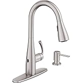 Moen 87014EWSRS Essie MotionSense Wave One-Handle Touchless Kitchen Faucet with Pull Down Sprayer and Soap Dispenser, Spot Re