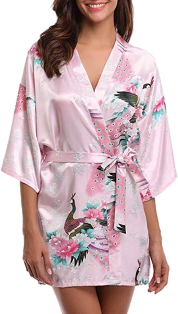 POPLY Season Cleanance Sale Warm Sleepwear for Women,Fashion Sexy Printing Sleepwear Lingerie Temptation Belt Erotic Underwear Dress Coat Pink