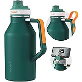 TOURIT 64oz Insulated Water Bottle Stainless Steel, Half Gallon Large Water Jug with 2-in-1 Handle, Double Wall Vacuum Metal Keep Cold & Hot, Wide Mouth Sport Water Flask For Gym, Travel, Green