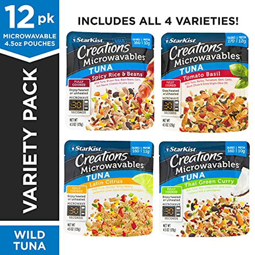 StarKist Creations Microwavables Variety Pack, Tomato Basil, Thai Green