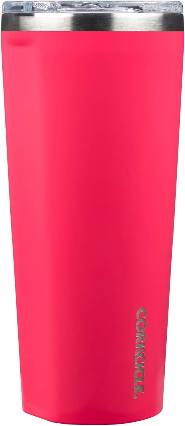 Corkcicle 24oz Tumbler - Classic Collection - Triple Insulated Stainless Steel Travel Mug, Gloss Flamingo