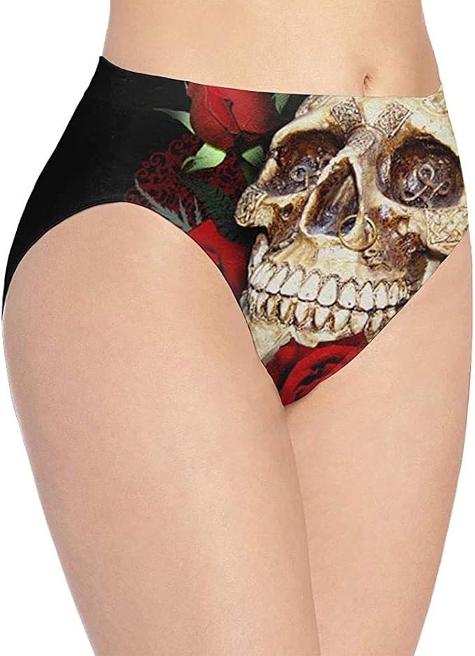 Web--ster Ropa Interior Estampada con Calaveras y Rosas geniales para Mujer, Bragas con Calzoncillos Hipster Lindos para niñas