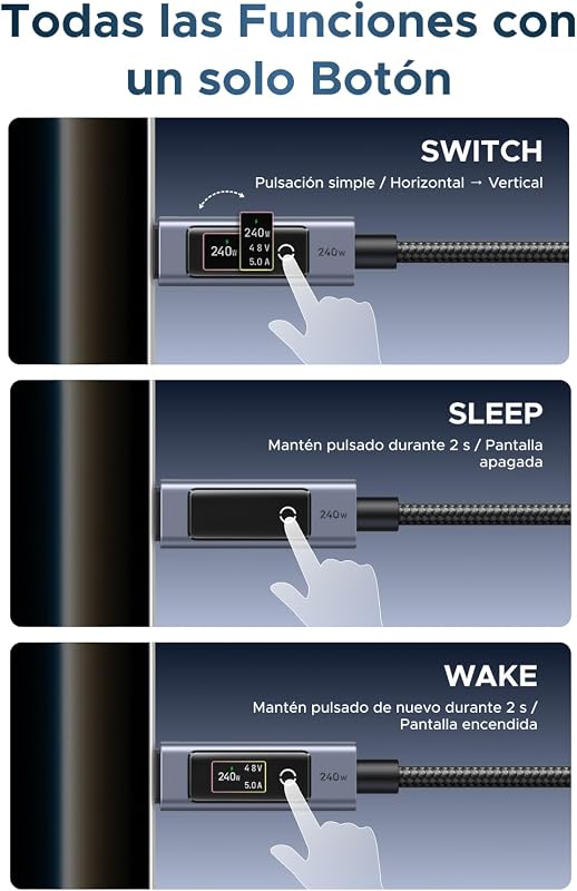 Cabo Nexode USB C PD 3.1 240W com Ecrã LED Digital (2M)