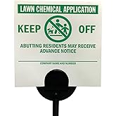 SmartSign (20-Pack) Lawn Chemical Application Keep Off Abutting Residents May Receive Advance Notice Yard Sign with Stake, Write-On, HDPE Plastic, Green/White, 4"x4" Sign with 16" Stake Kit, USA-Made