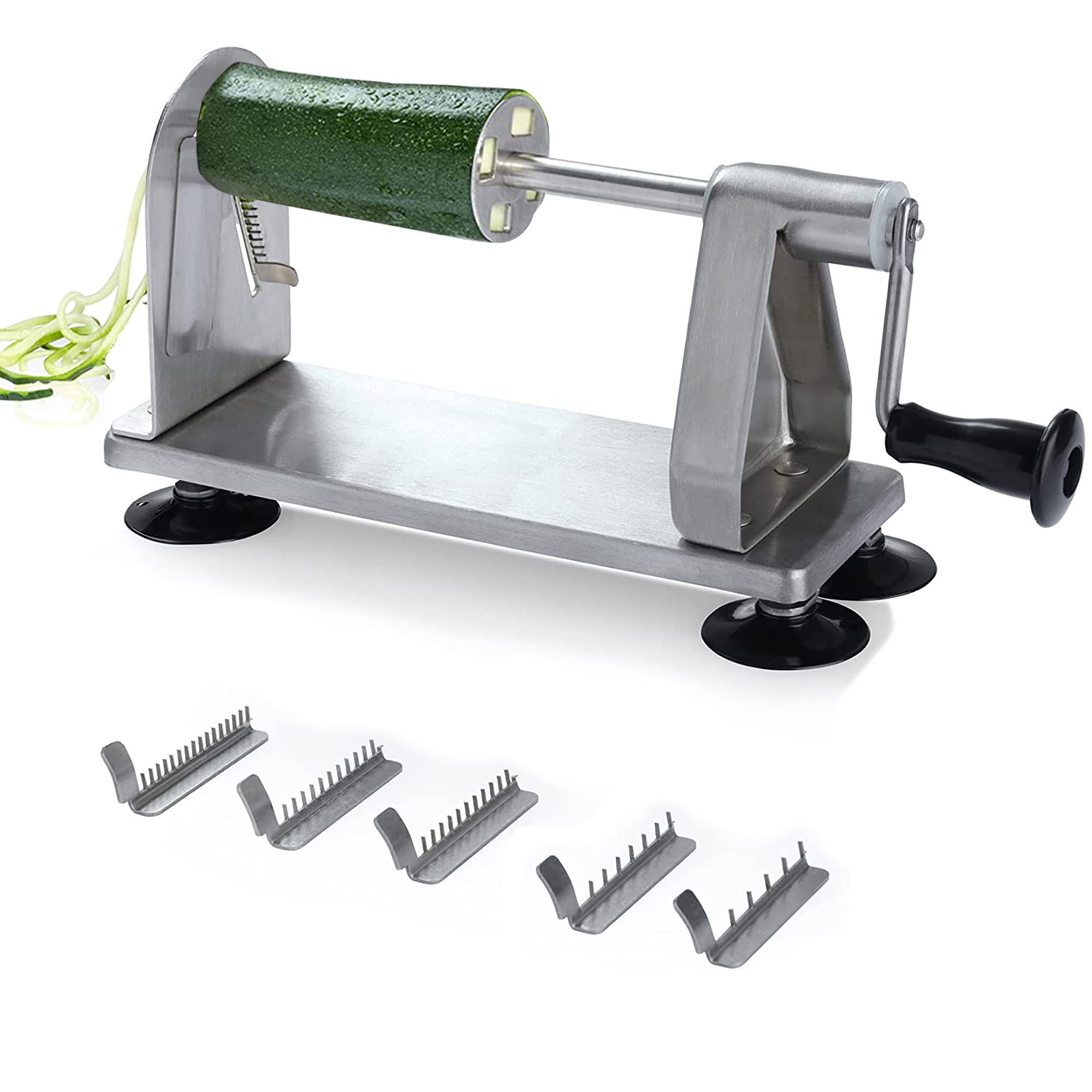 Photo 1 of Homarden Stainless Steel Vegetable Spiralizer - 5 Blade Zucchini Noodle Maker - Industrial Quality Vegetable Slicer for Veggies, Salad Chopper, Potato Cutter, Zoodle Maker, 9 x 3.5 x 4.8 Inches