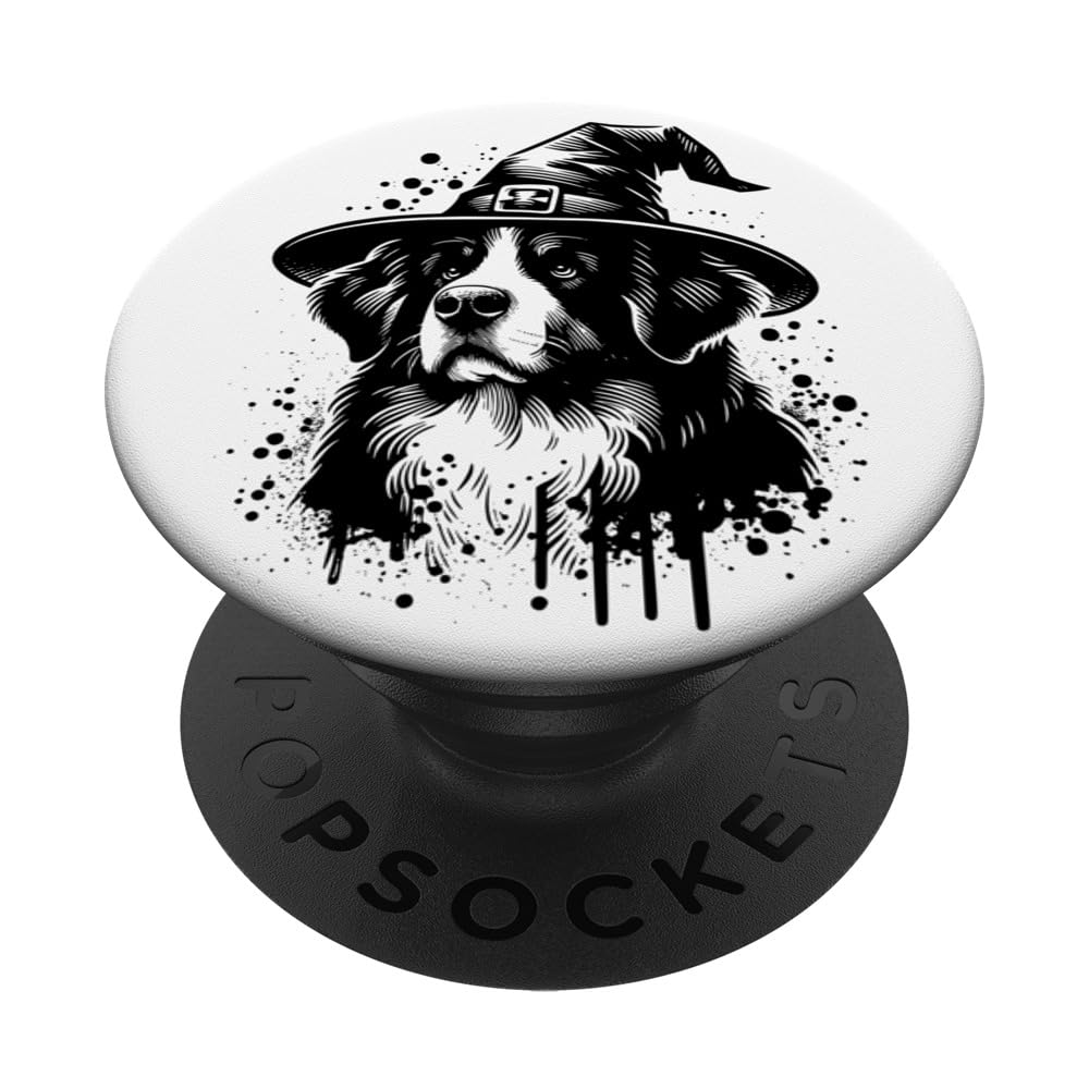 Witchy Bernese Mountain Halloween Vintage Dog Portrait PopSockets Swappable PopGrip