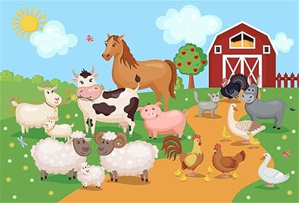 Amazon Com Ofila Cartoon Farm Animals Backdrop 7x5ft Newborn