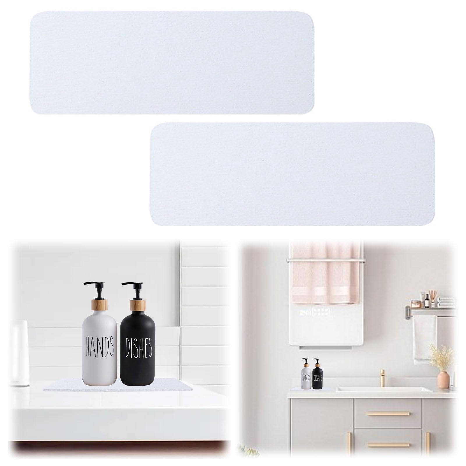2pcs Water Absorbing Stone Tray, Diatomite Soap Dish 8.66x3.15in Water Absorbent Diatomite Coasters, Instant Dry Sink Organizer Sink Tray, Sink Fast Drying Stone For Home Kitchen (White)