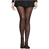 RoseSeek Women's Leopard Print Mesh Sheer Tights Control Top Pantyhose Lingerie Stockings